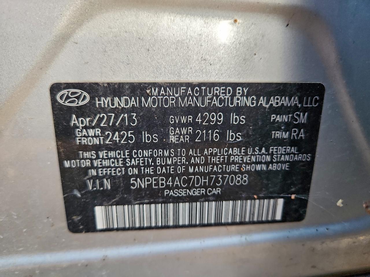 2013 HYUNDAI SONATA