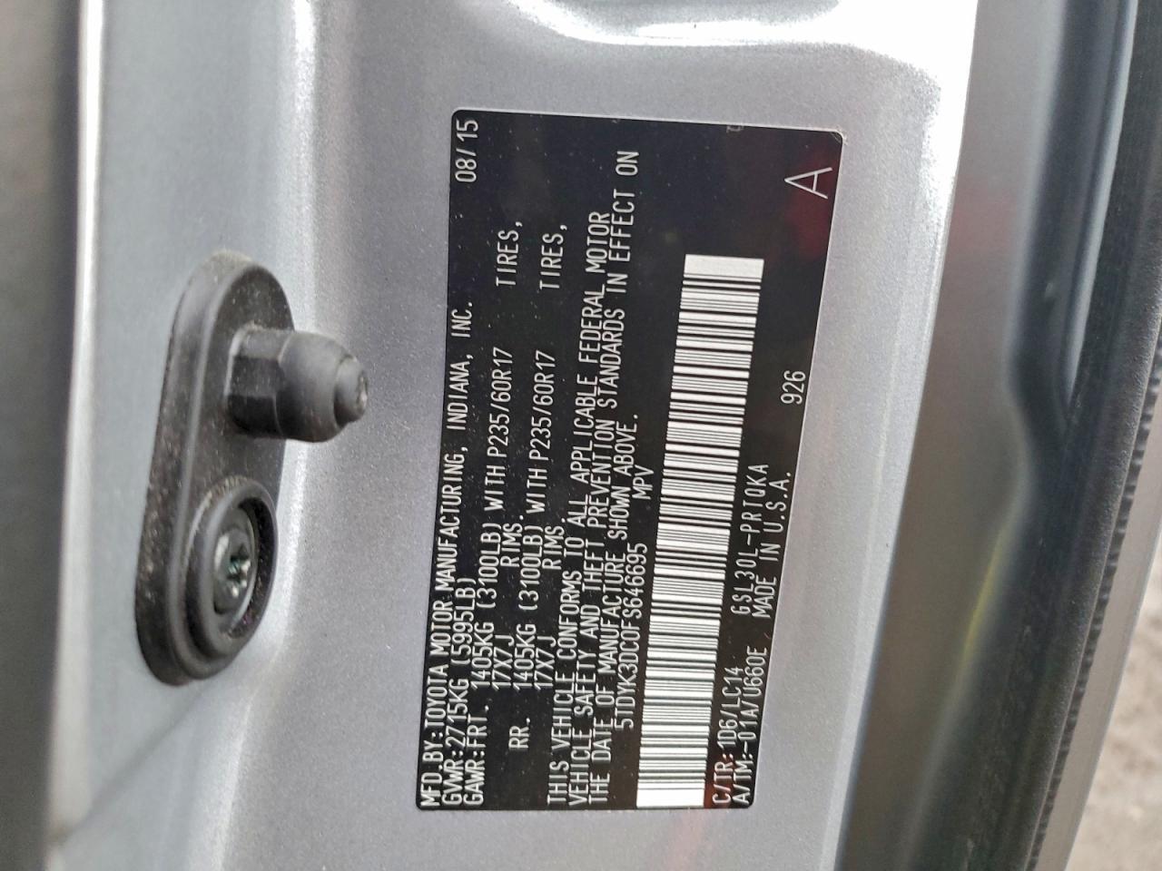 2015 TOYOTA SIENNA