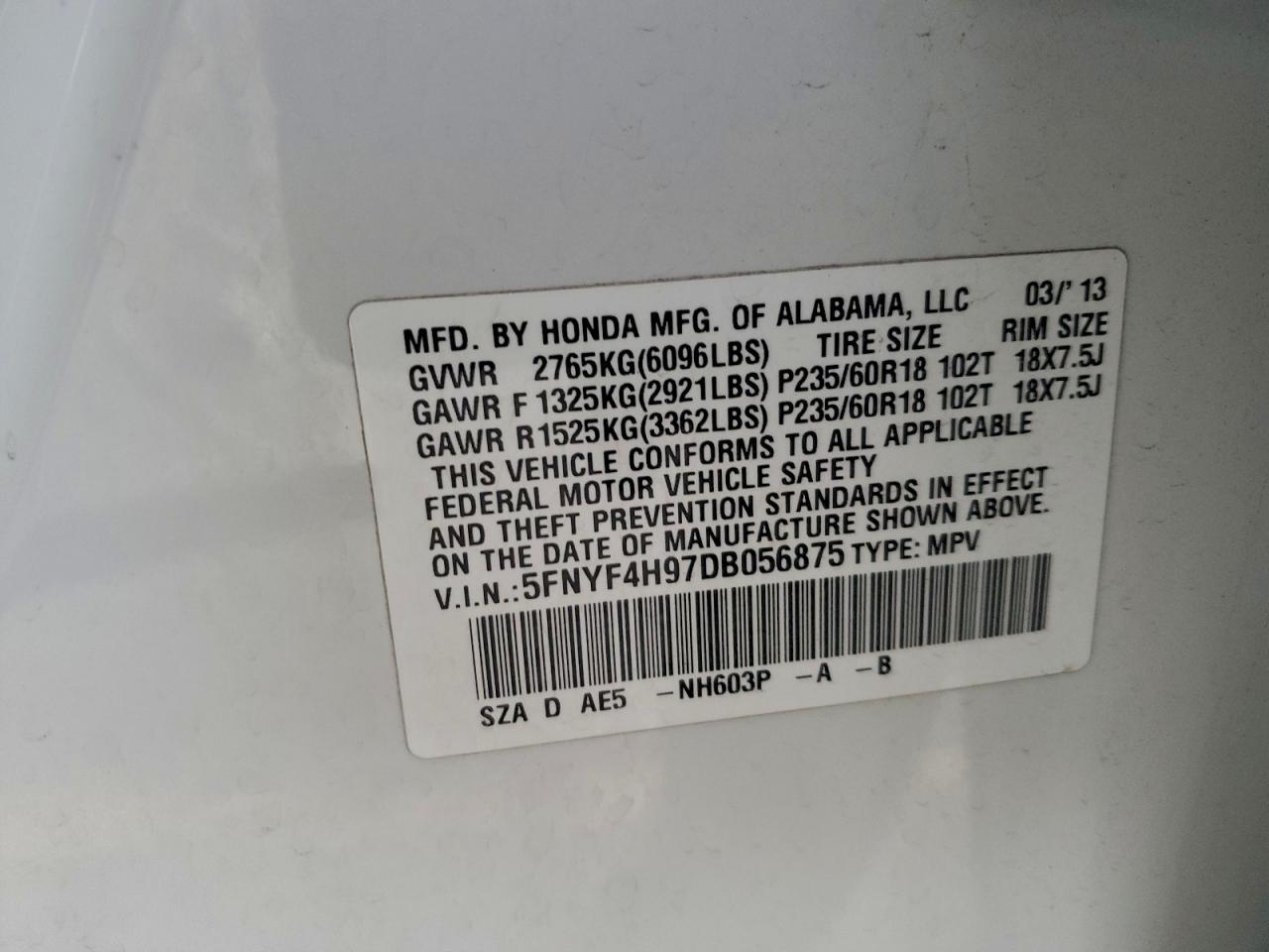 2013 HONDA PILOT