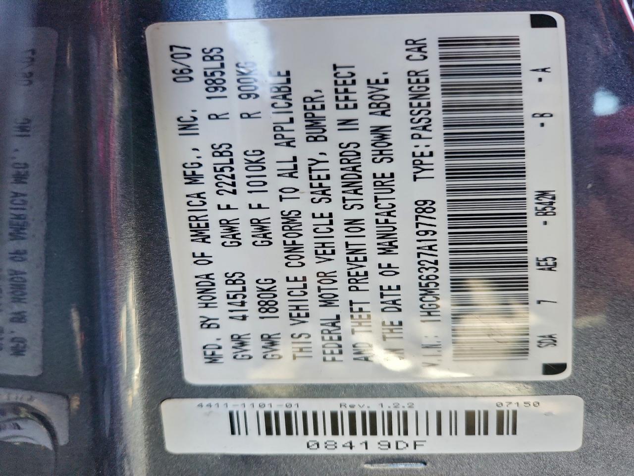 2007 HONDA ACCORD