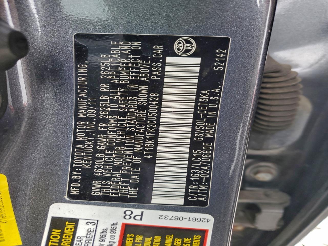 2012 TOYOTA CAMRY
