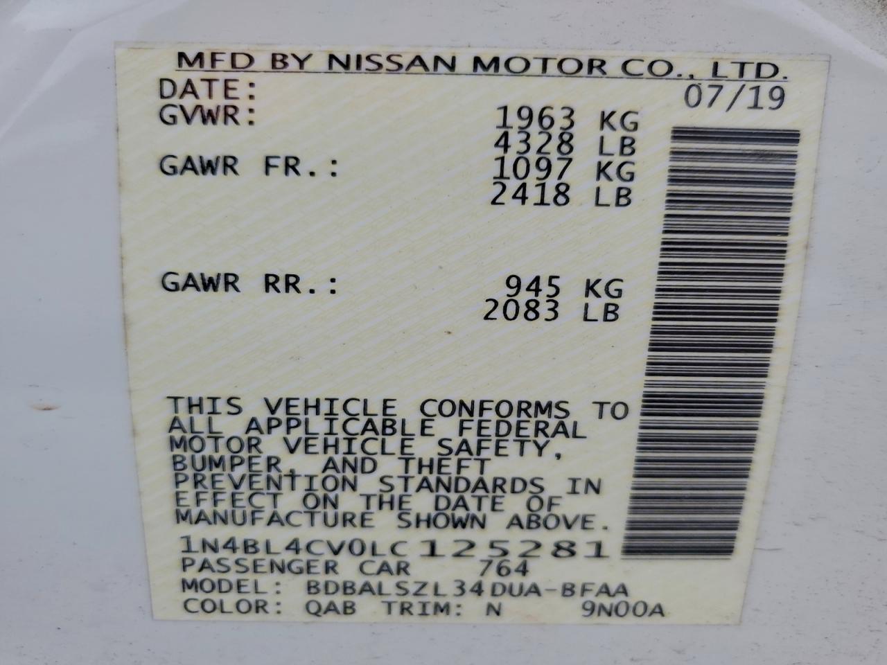 2020 NISSAN ALTIMA