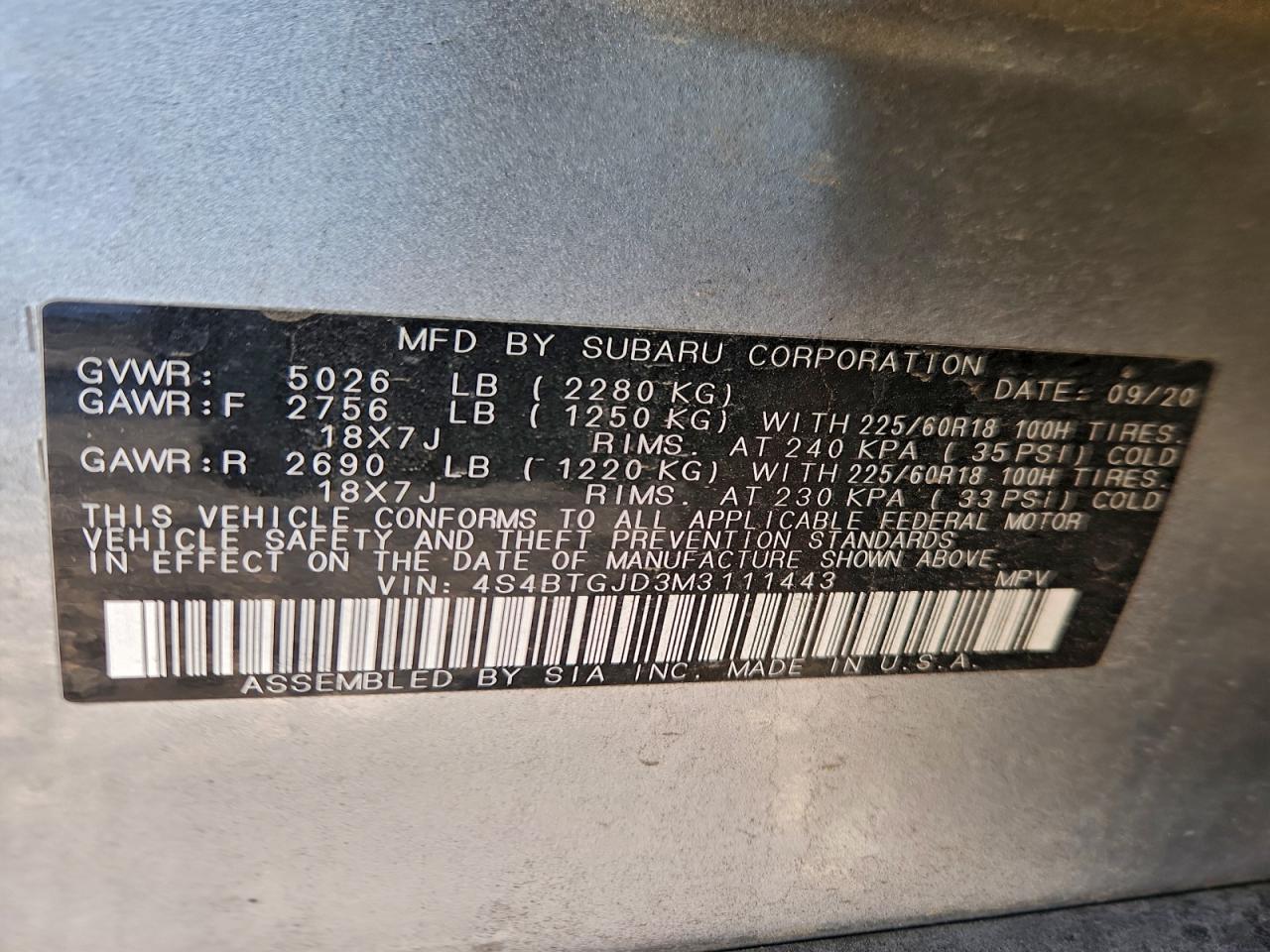 2021 SUBARU Outback