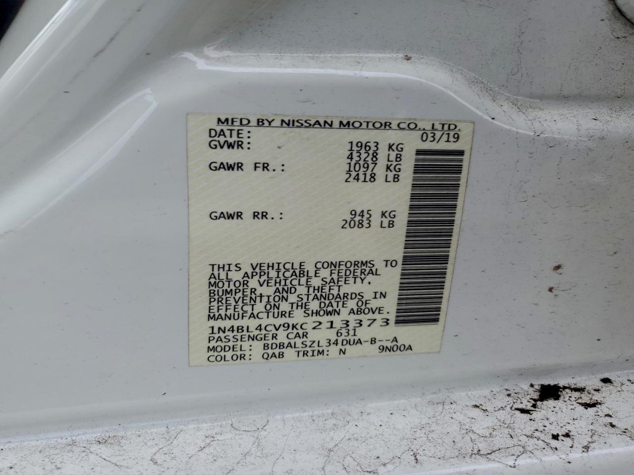 2019 NISSAN ALTIMA