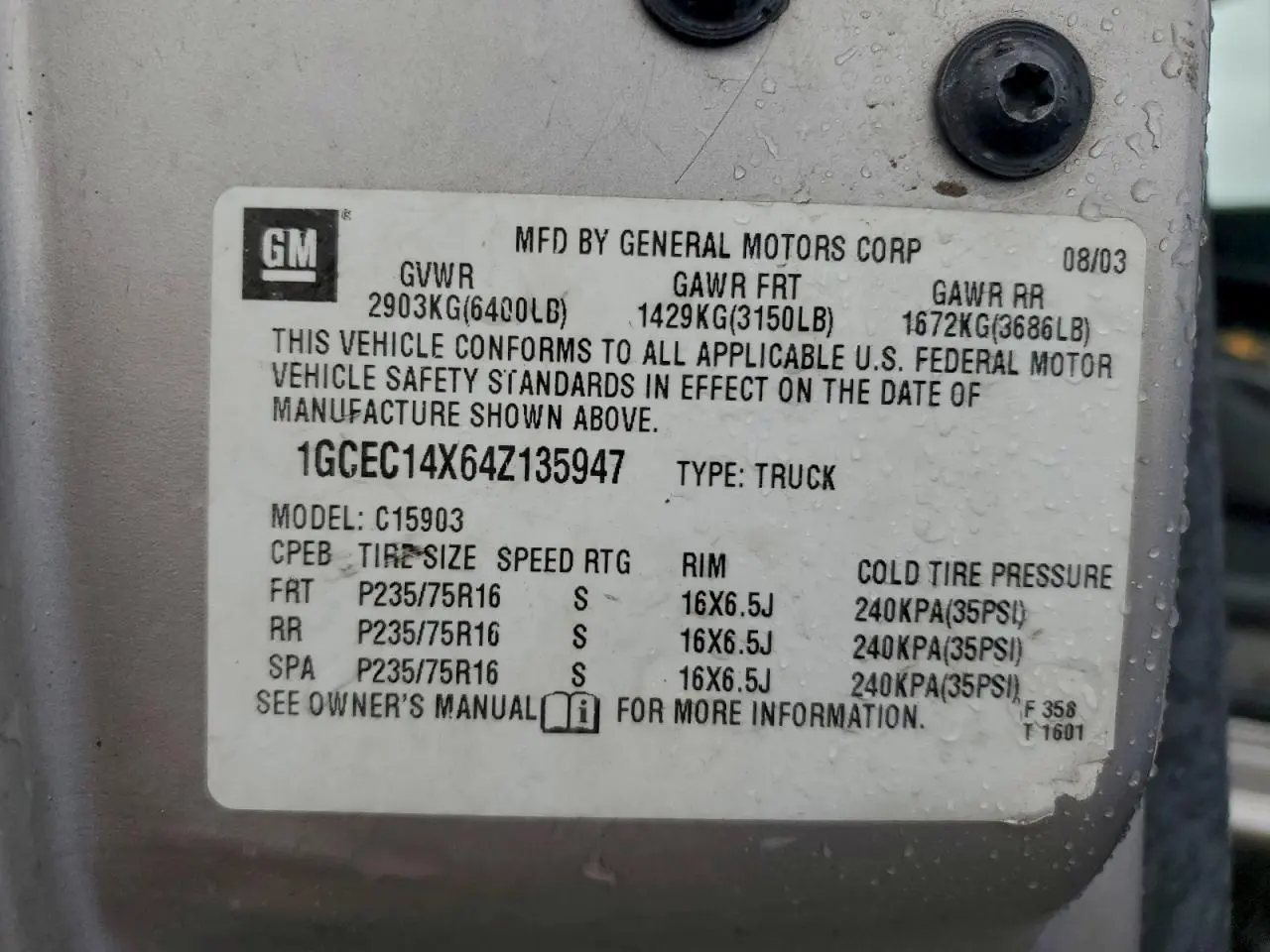 2004 CHEVROLET SILVERADO 1500