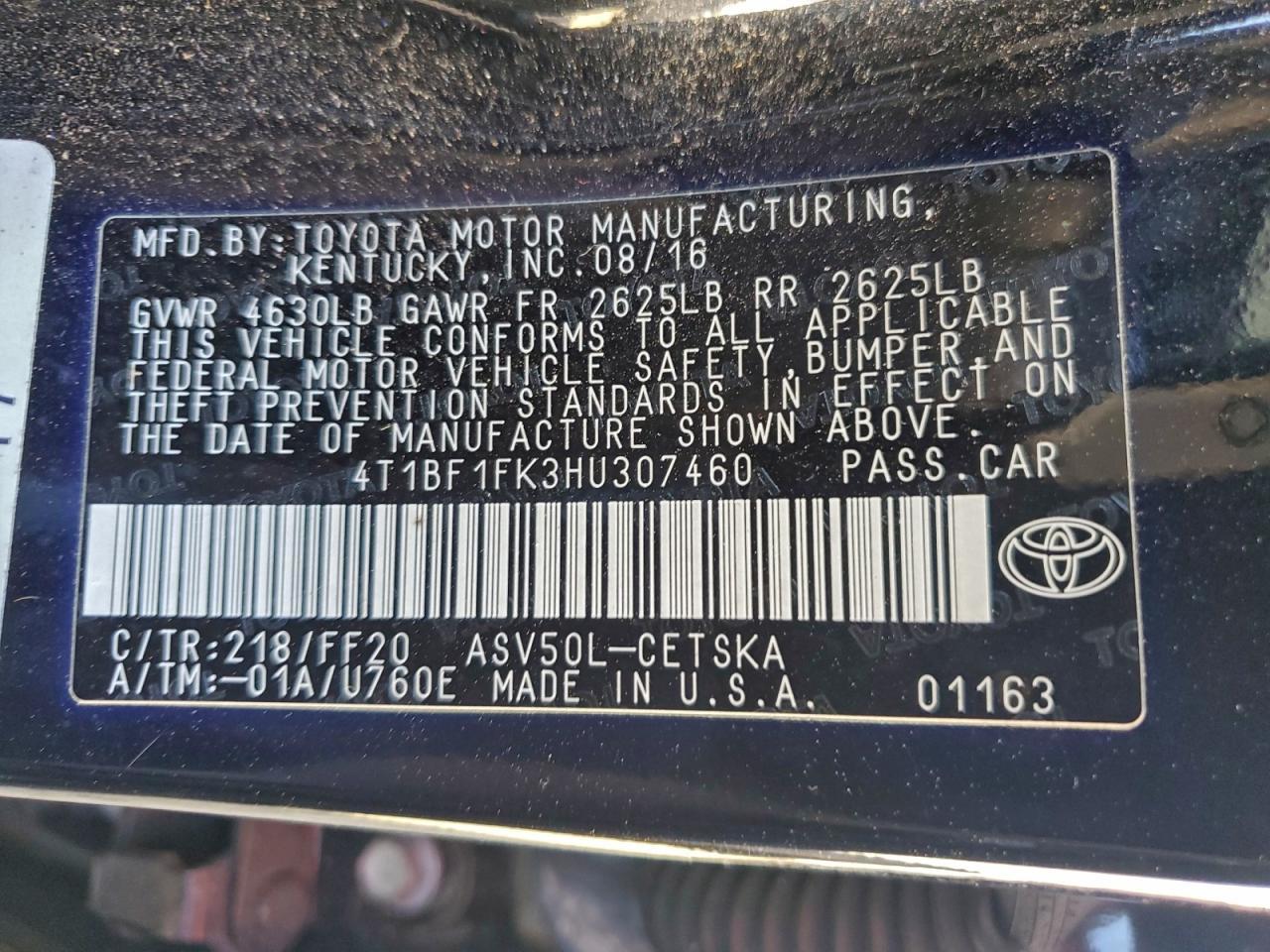 2017 TOYOTA CAMRY