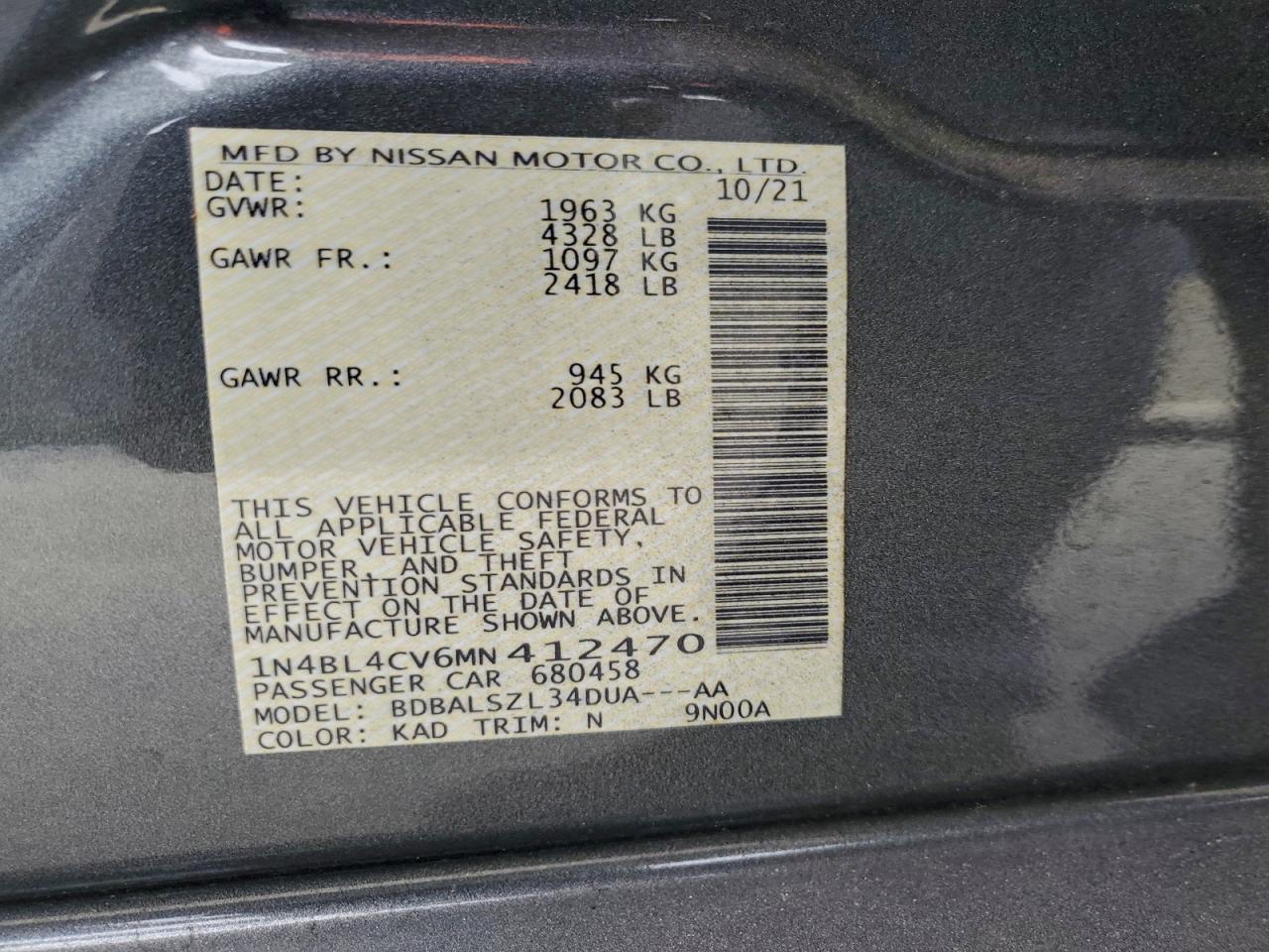 2021 NISSAN ALTIMA