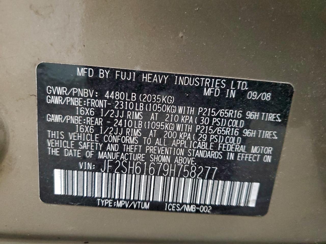2009 SUBARU FORESTER