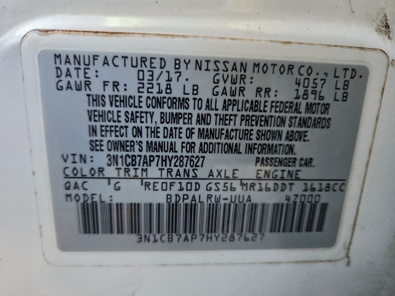 2017 NISSAN SENTRA