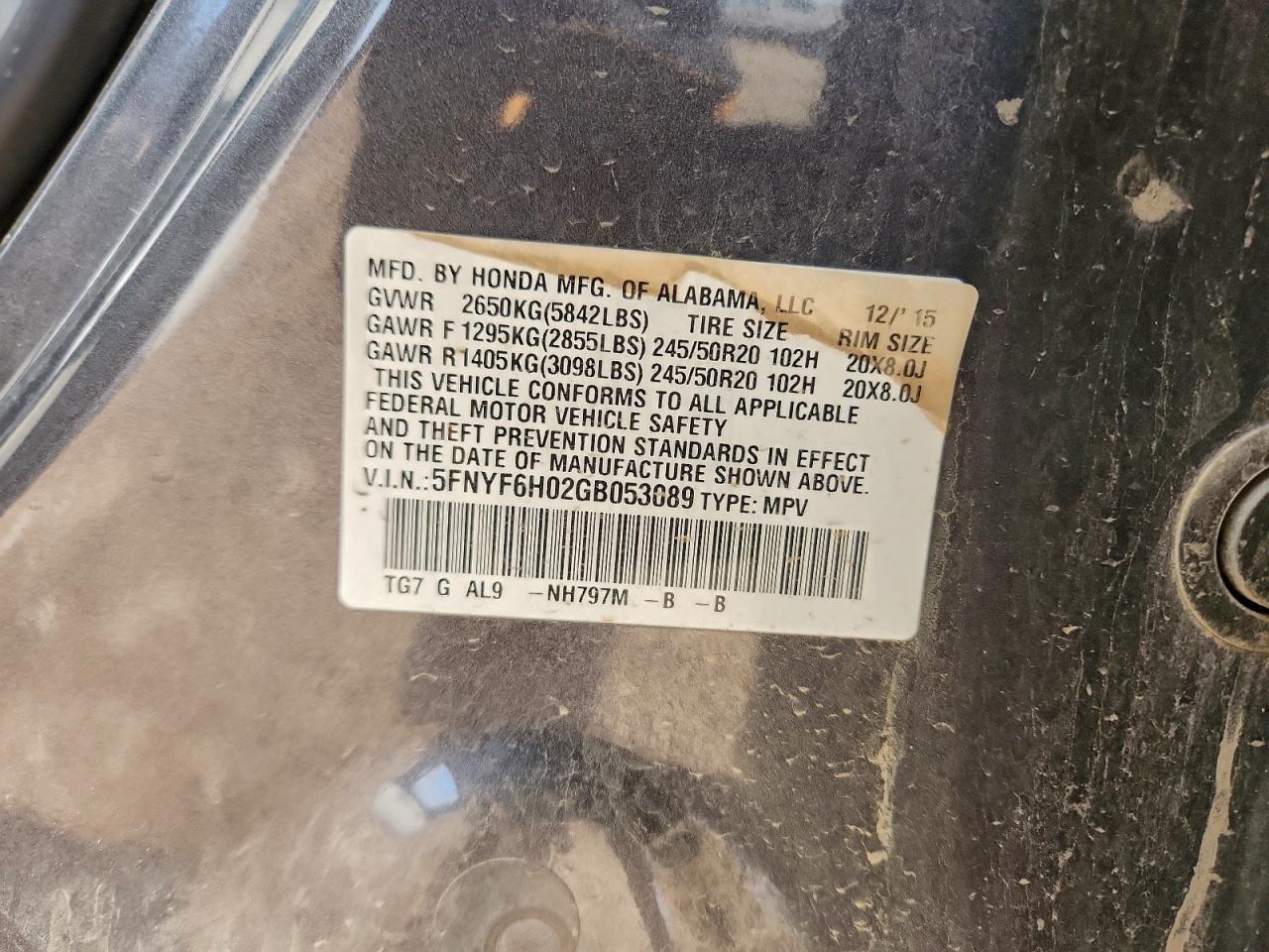 2016 HONDA PILOT