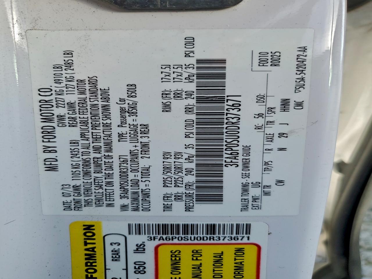 2013 FORD FUSION