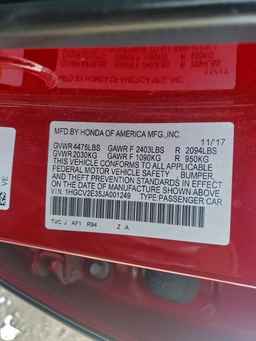 2018 HONDA ACCORD