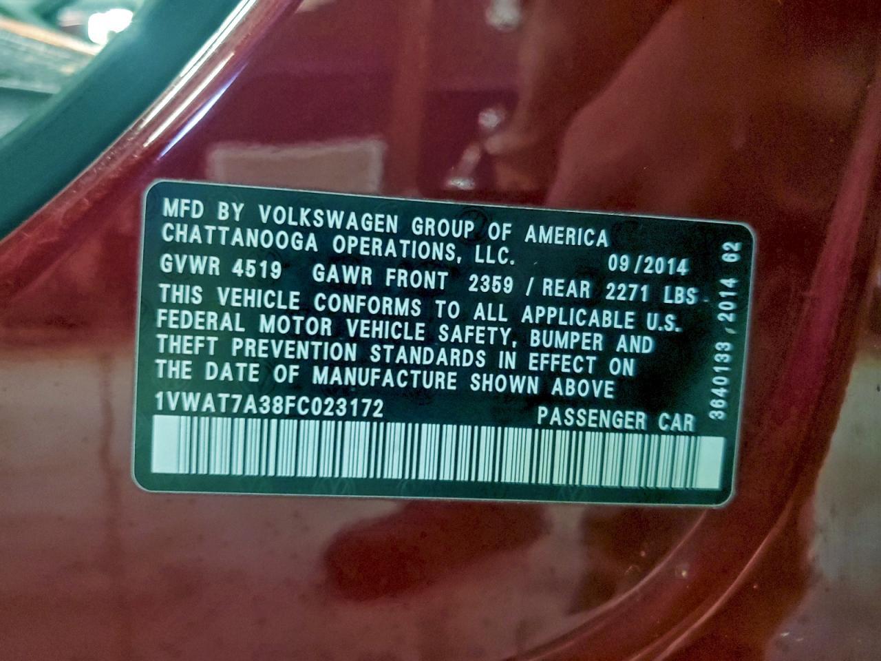 2015 VOLKSWAGEN Passat