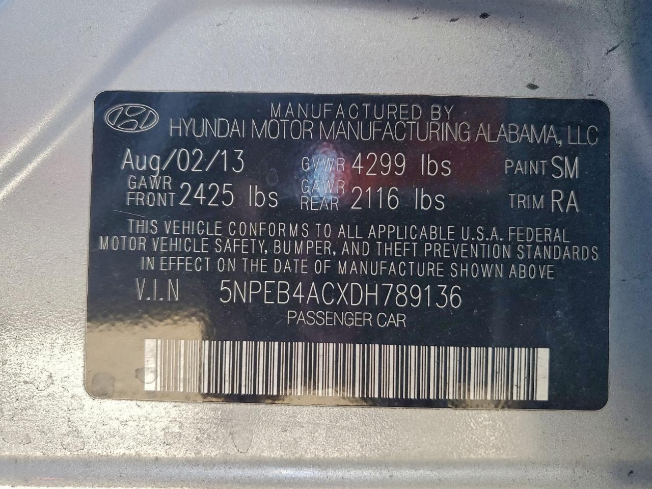 2013 HYUNDAI SONATA