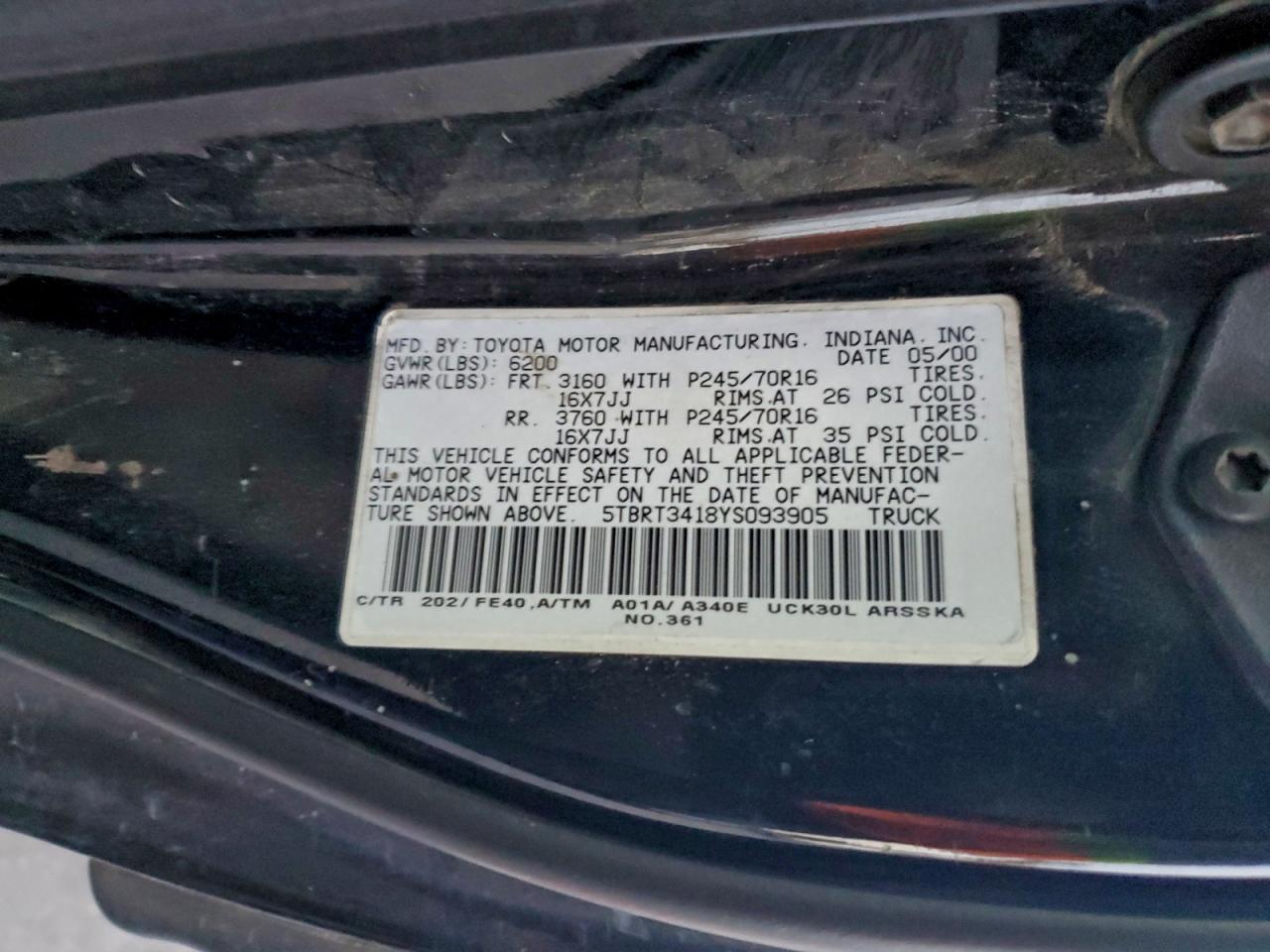 2000 TOYOTA TUNDRA