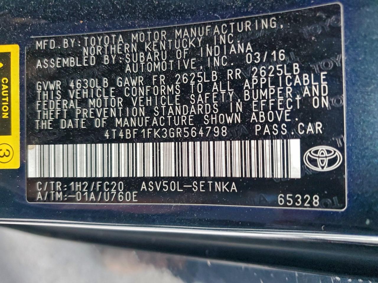 2016 TOYOTA CAMRY