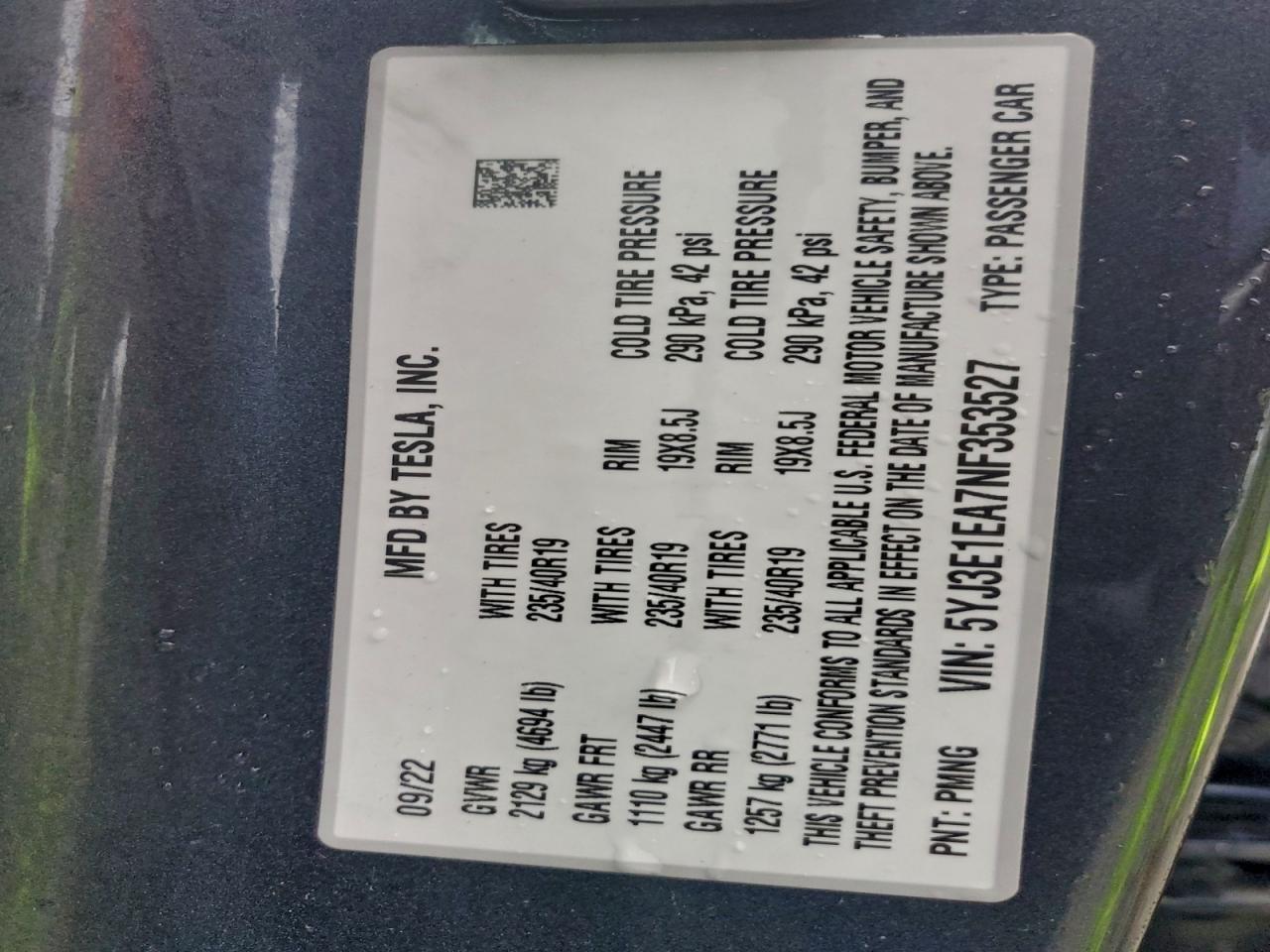 2022 TESLA MODEL 3