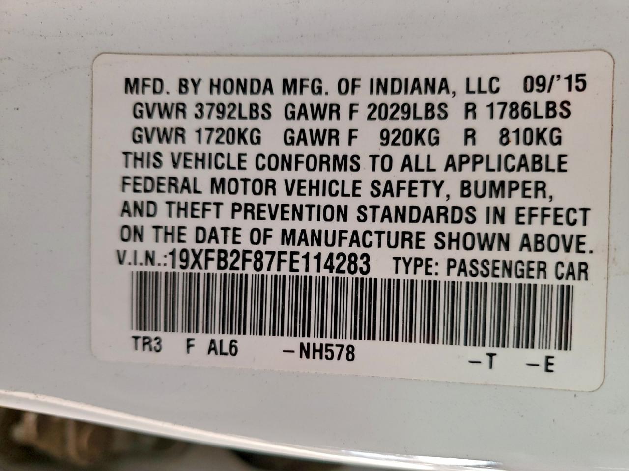 2015 HONDA CIVIC