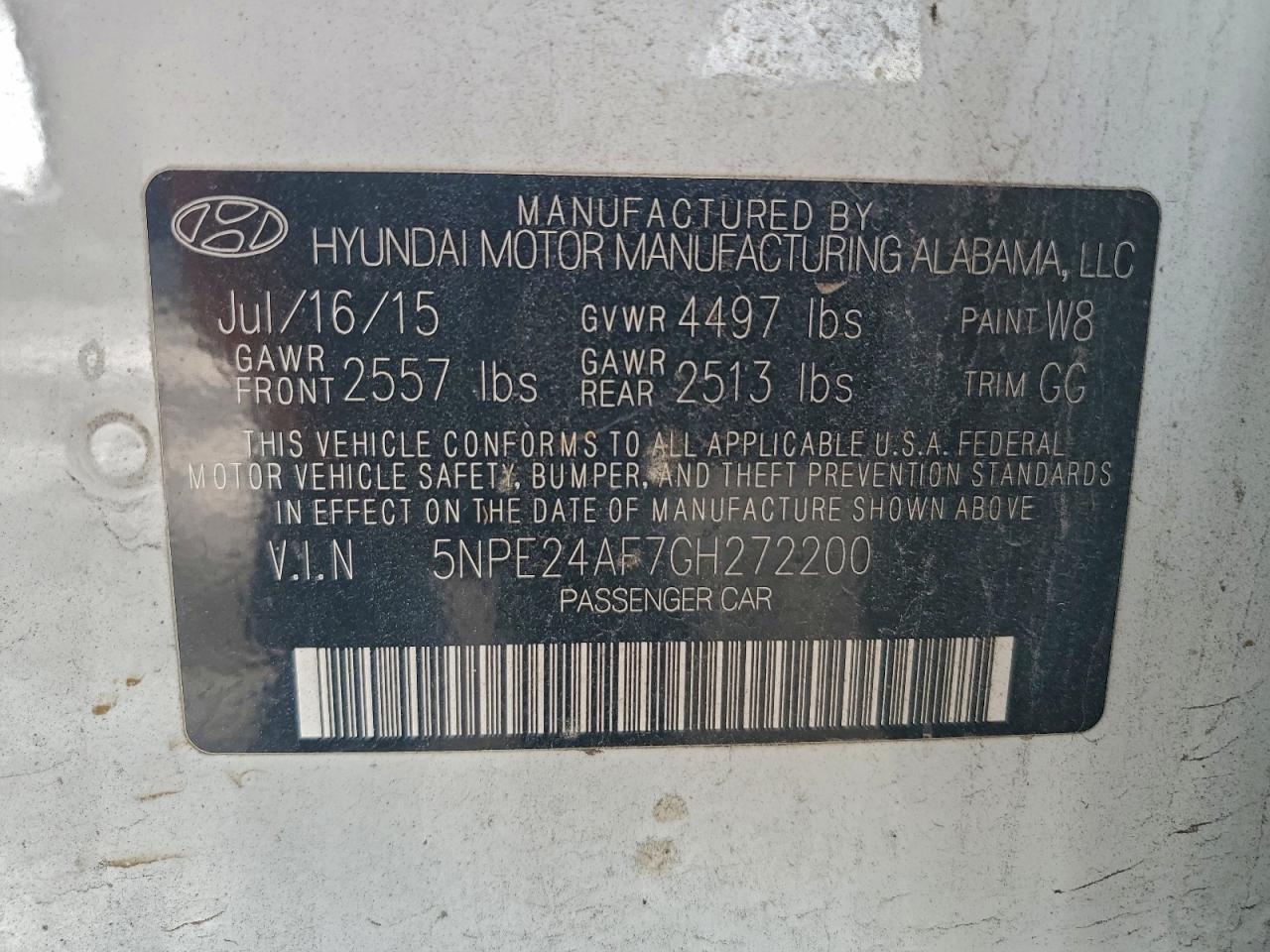 2016 HYUNDAI SONATA