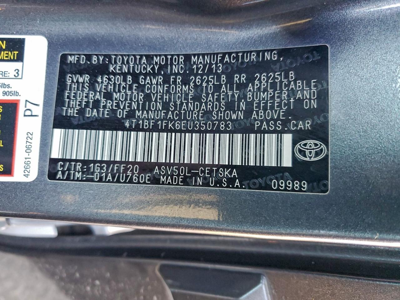 2014 TOYOTA CAMRY