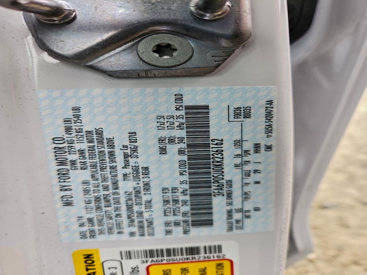 2019 FORD FUSION