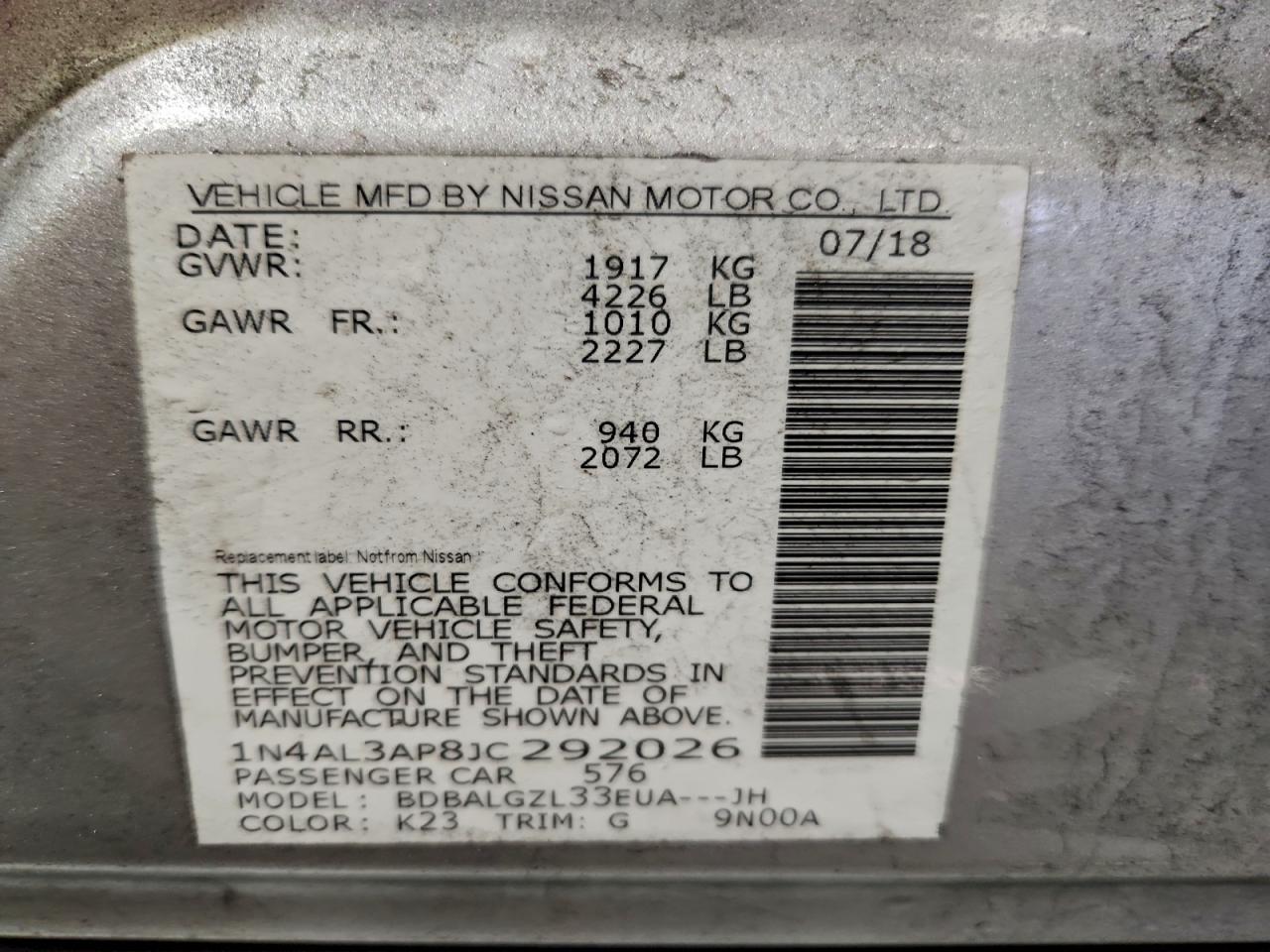 2018 NISSAN ALTIMA