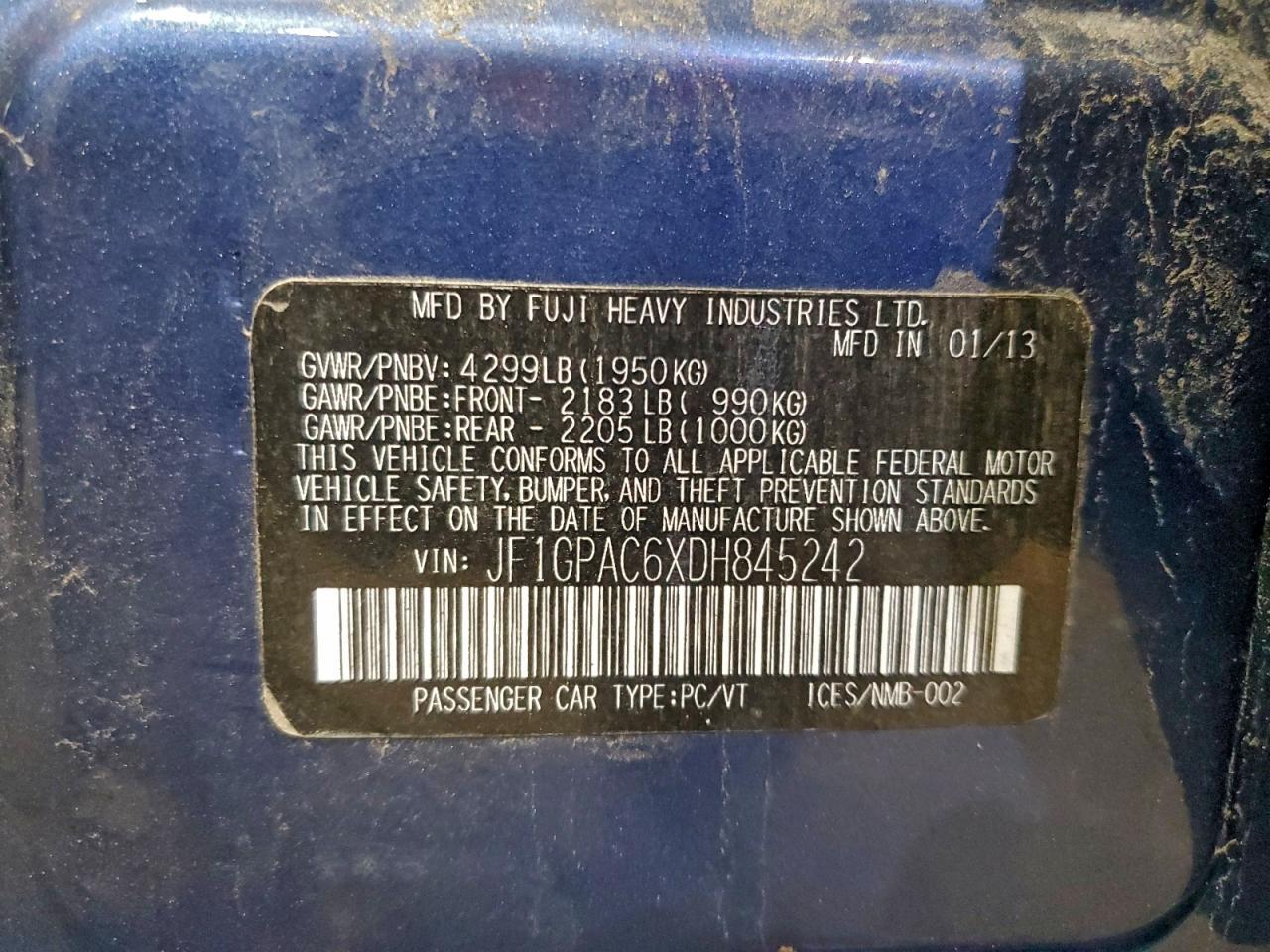 2013 SUBARU IMPREZA