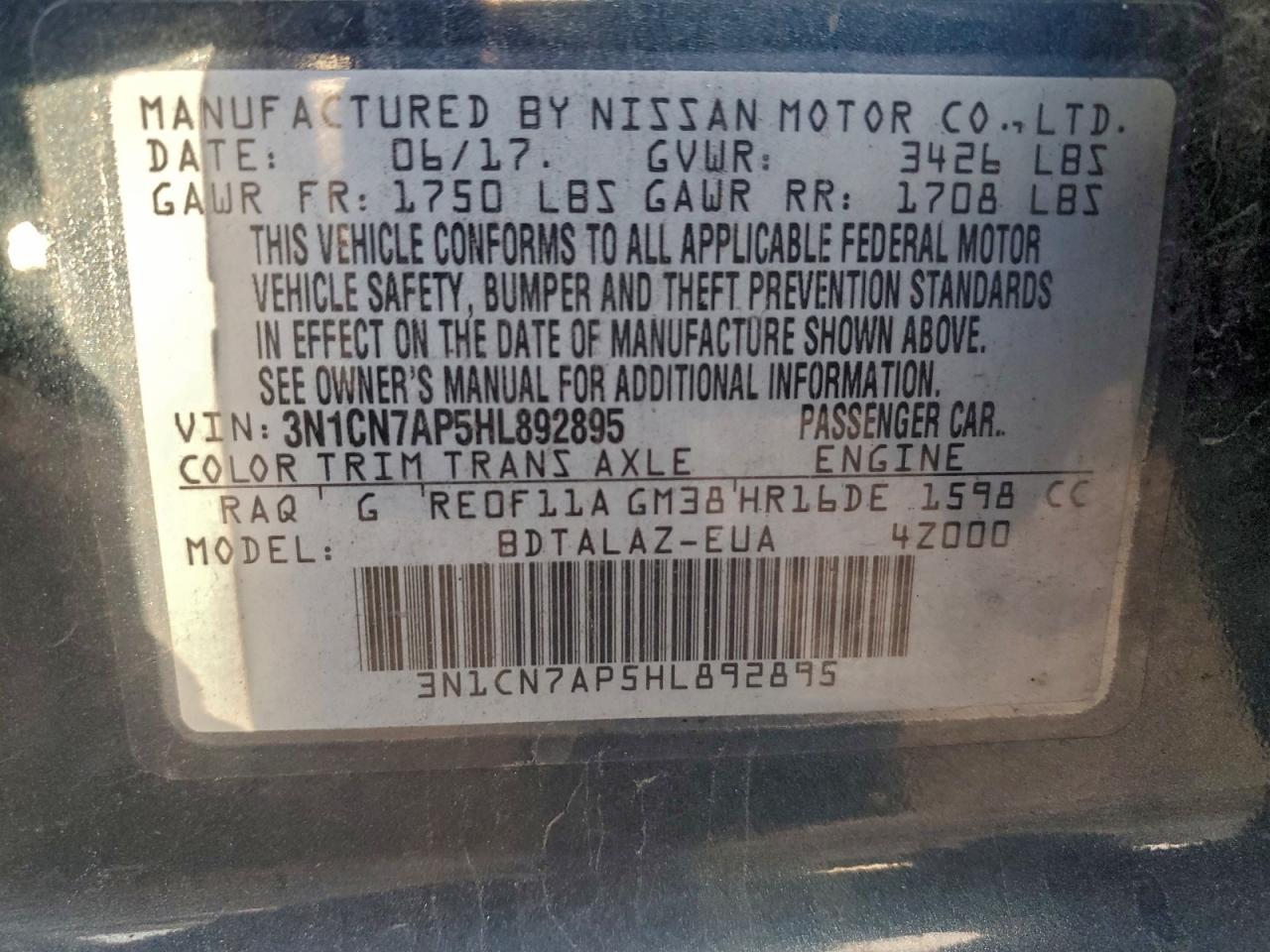 2017 NISSAN VERSA