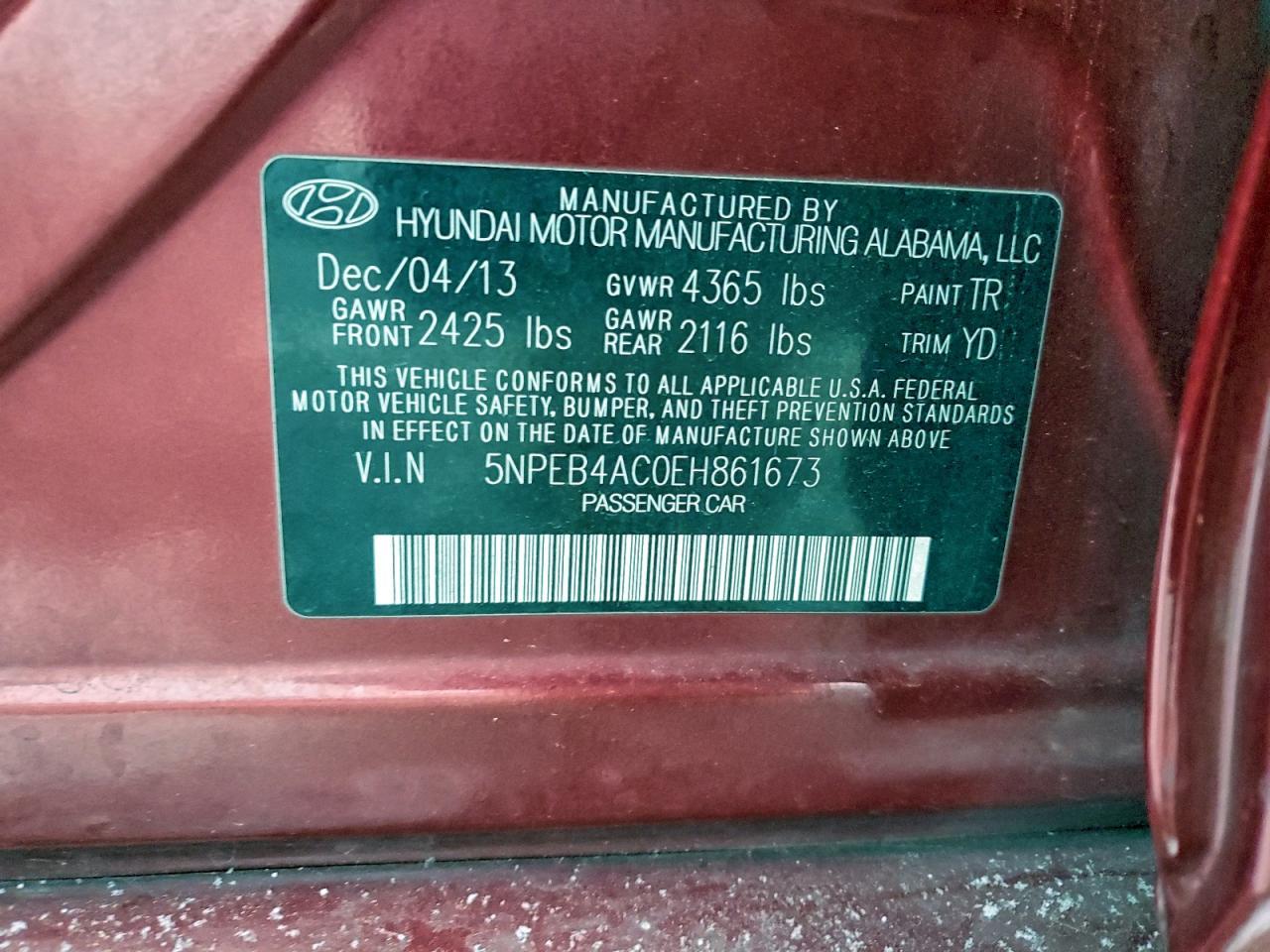 2014 HYUNDAI SONATA
