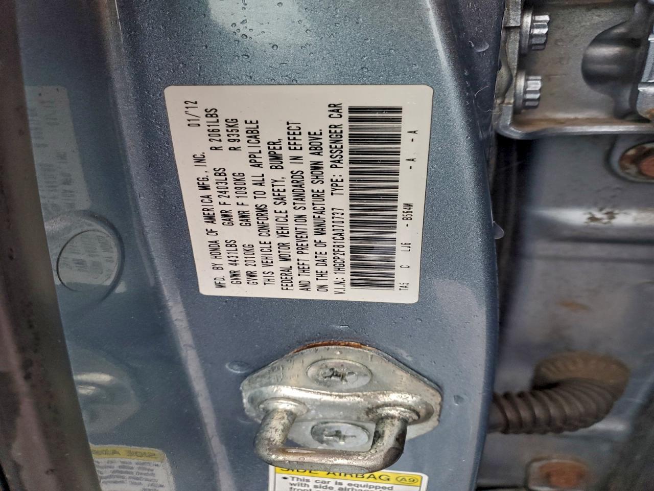 2012 HONDA ACCORD