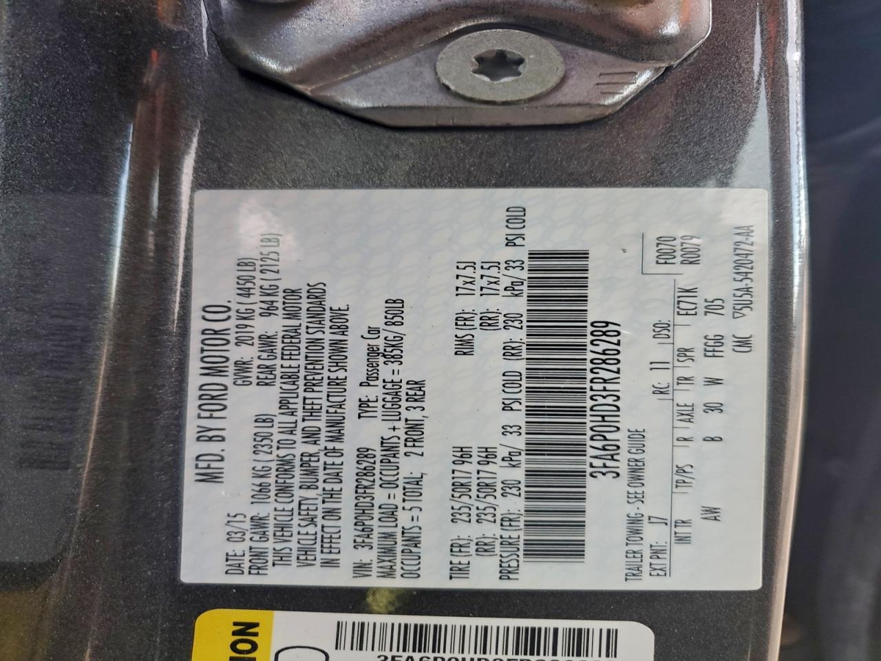 2015 FORD FUSION