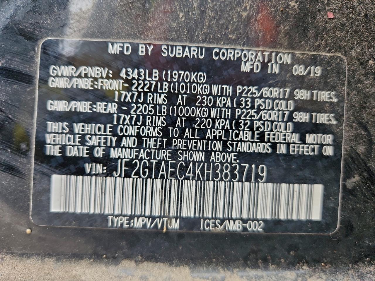 2019 SUBARU Crosstrek