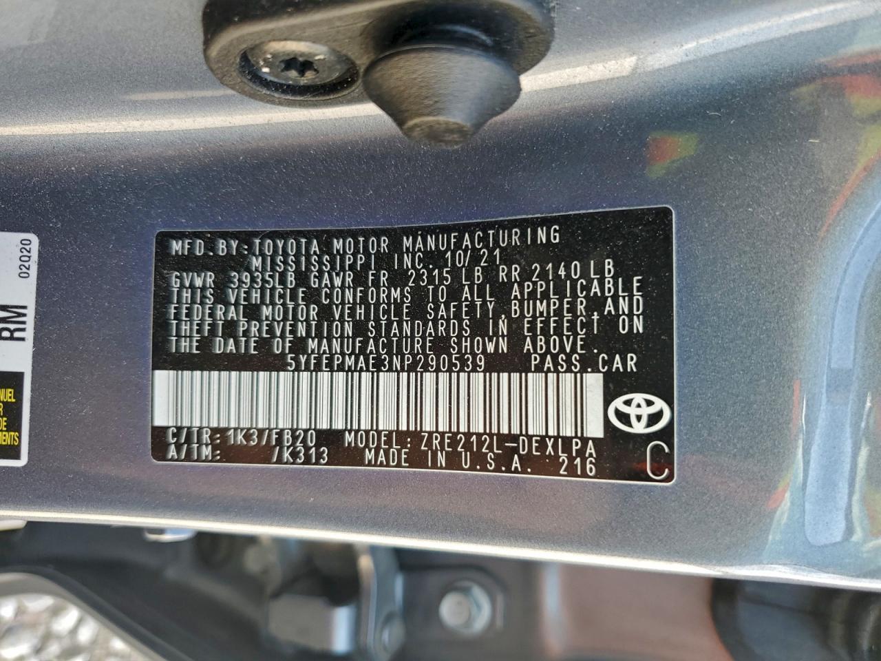 2022 TOYOTA COROLLA