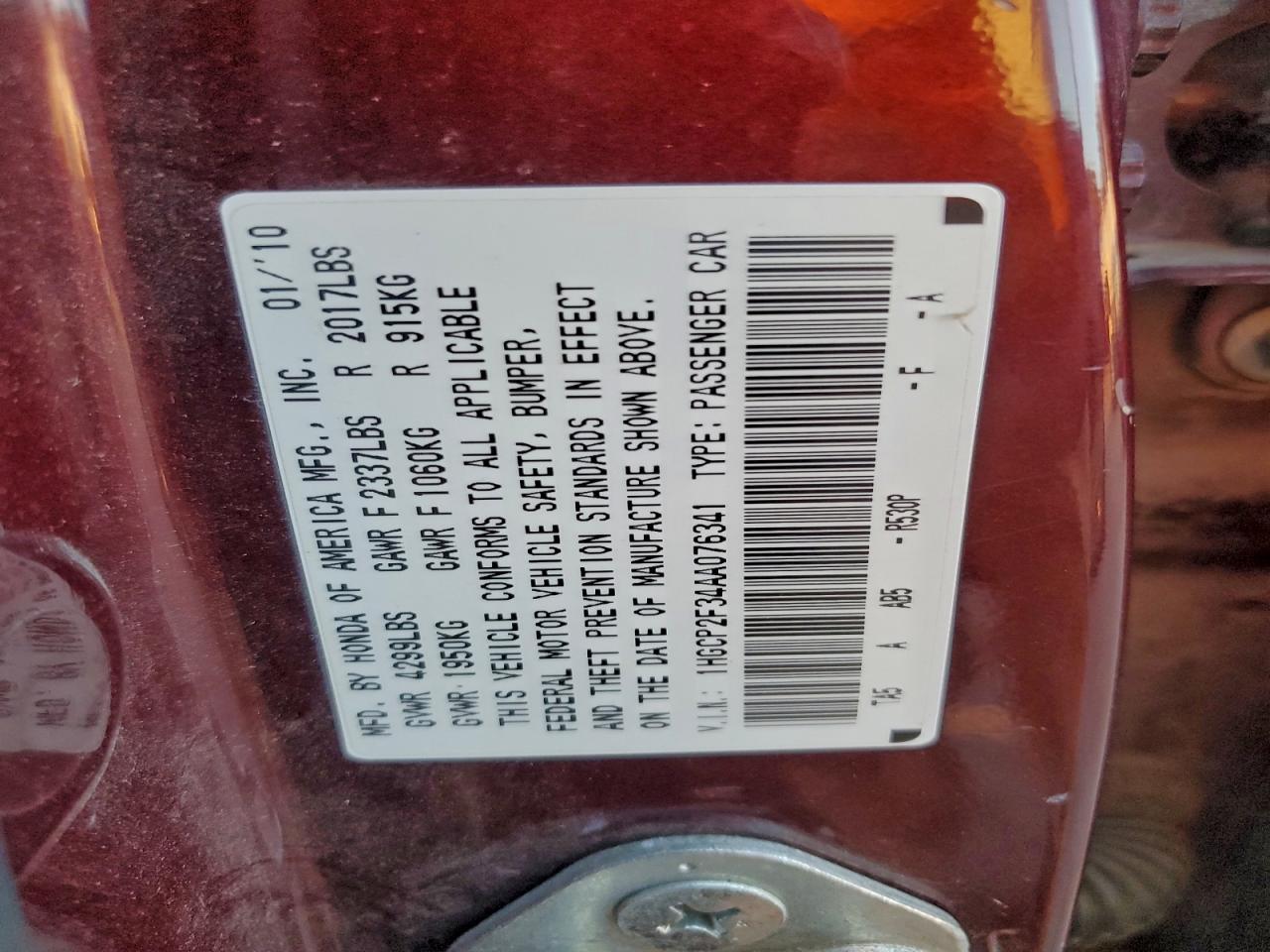 2010 HONDA ACCORD