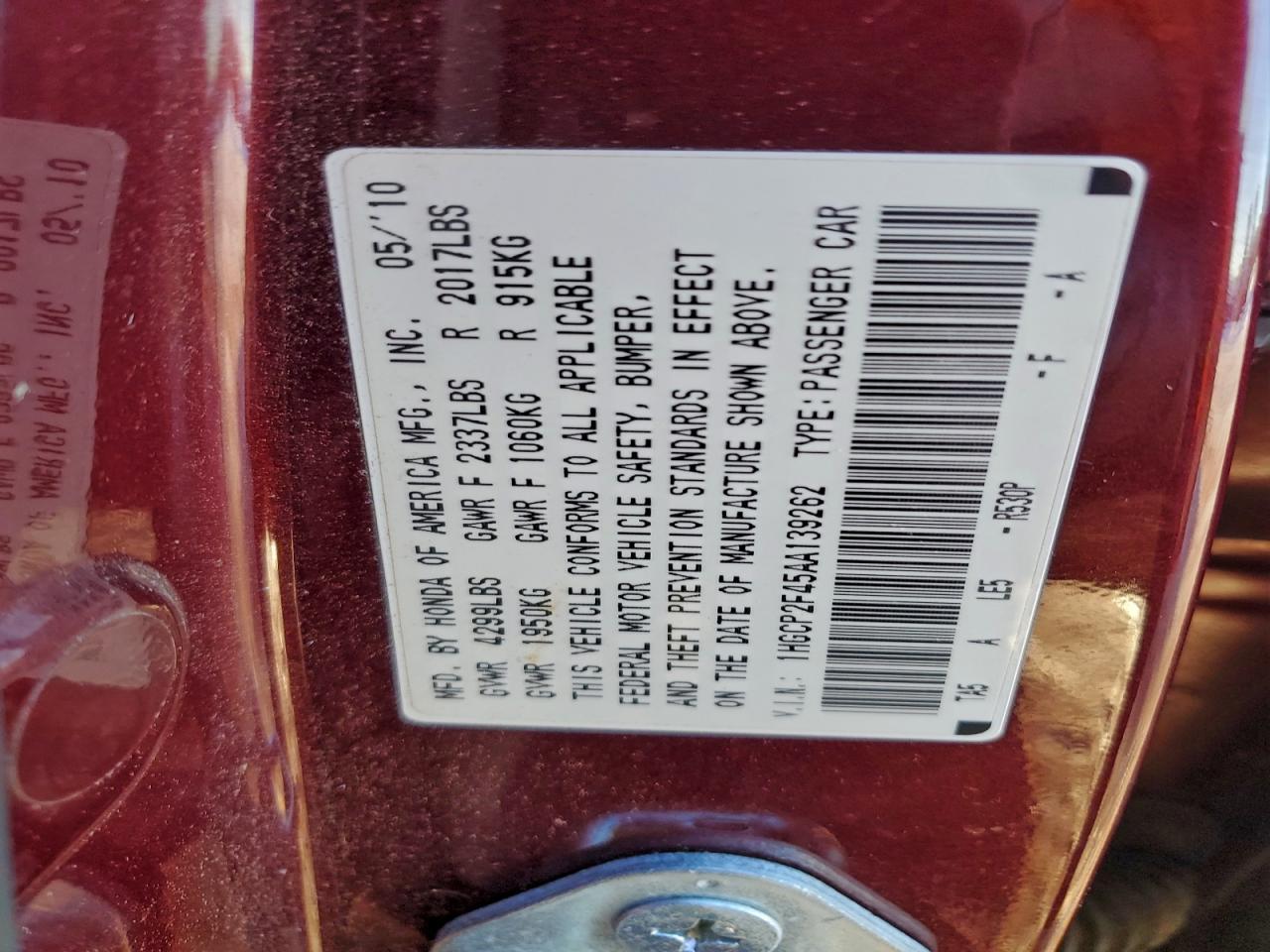 2010 HONDA ACCORD