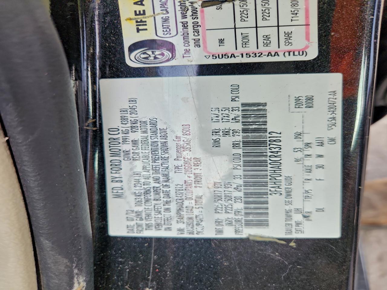 2012 FORD FUSION