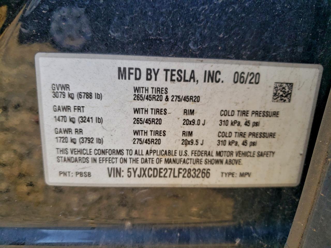 2020 TESLA MODEL X