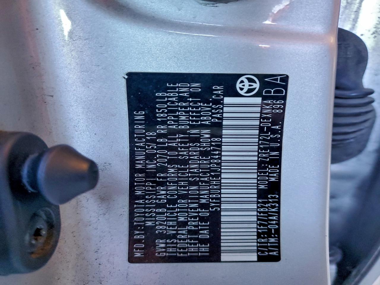 2018 TOYOTA COROLLA