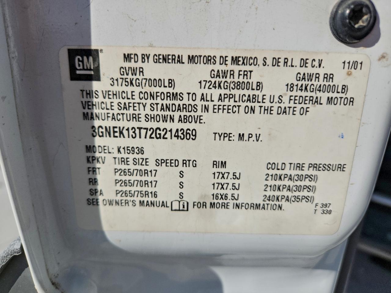 2002 CHEVROLET Avalanche