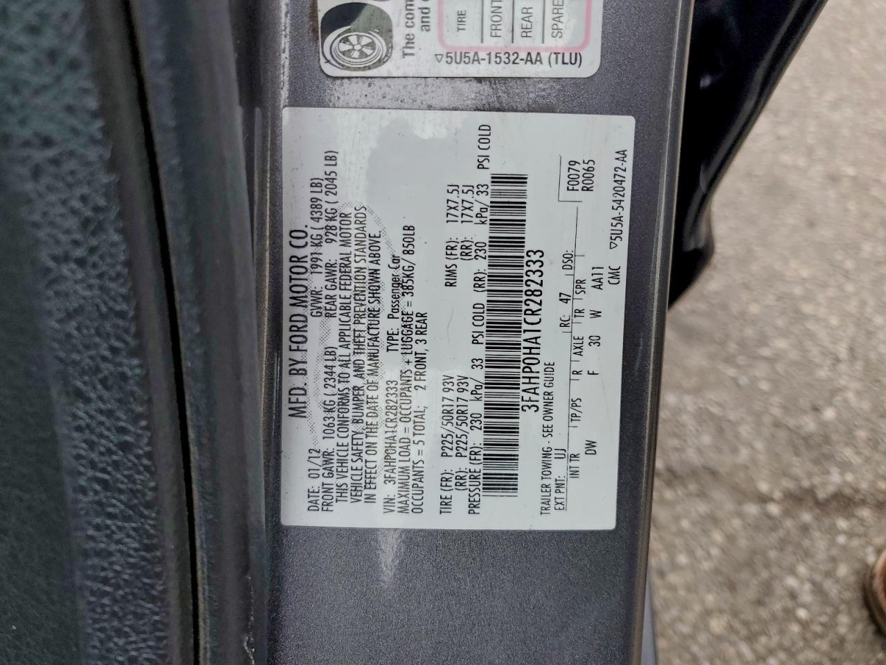 2012 FORD FUSION