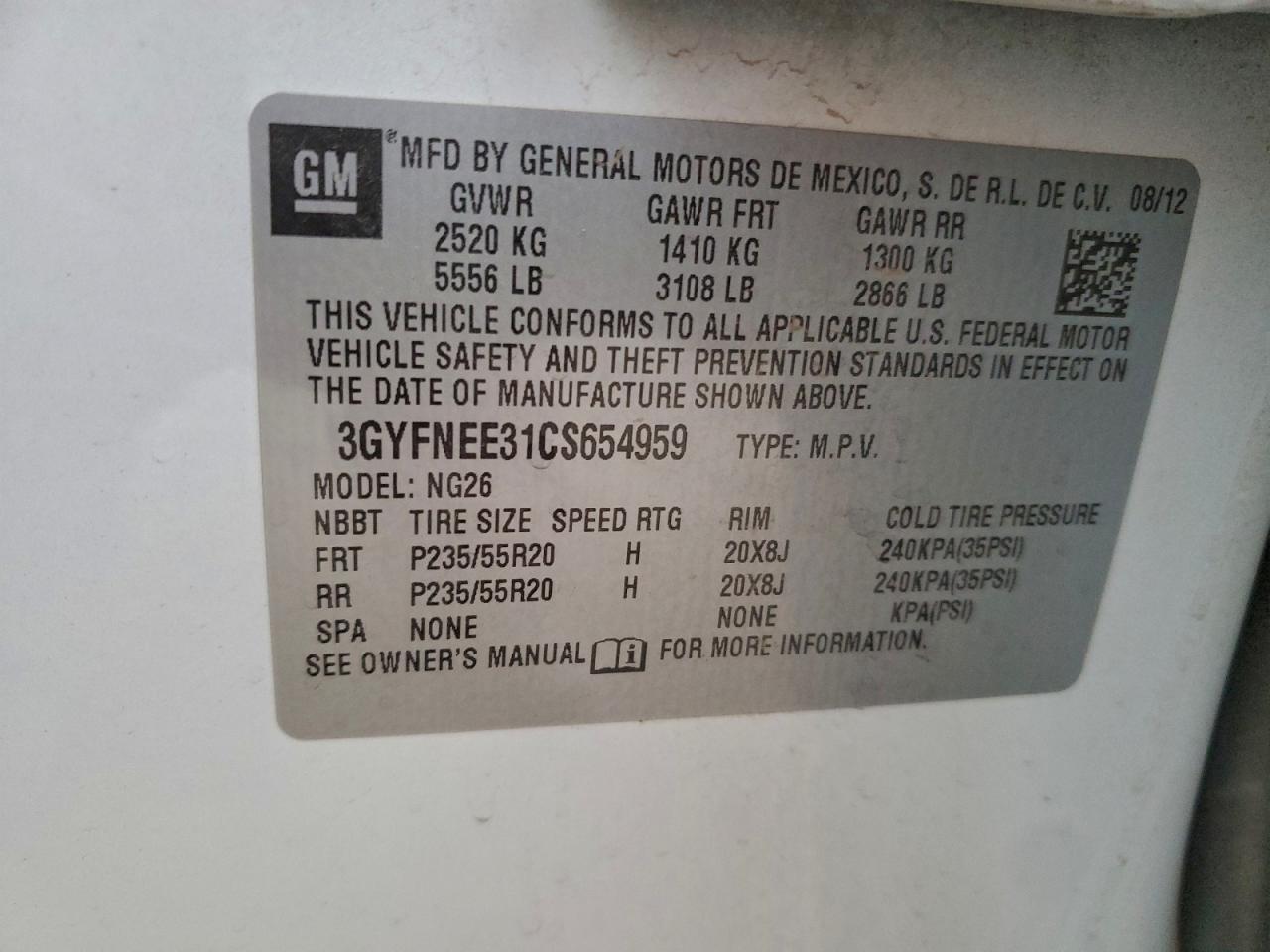 2012 CADILLAC SRX