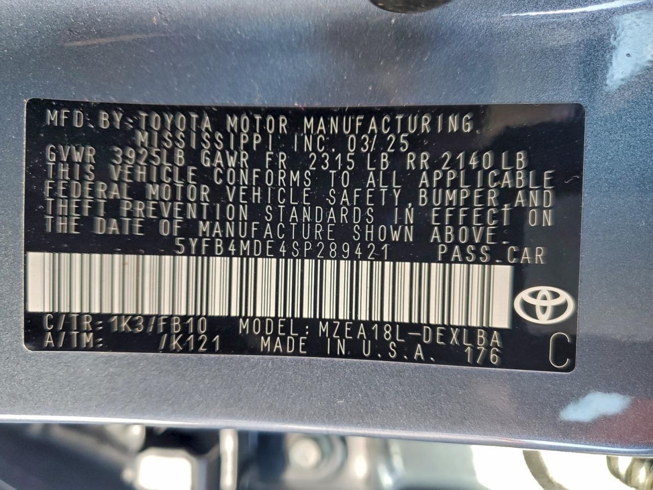 2025 TOYOTA COROLLA