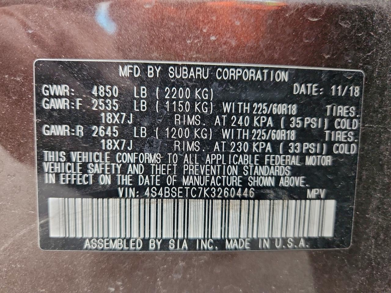 2019 SUBARU Outback