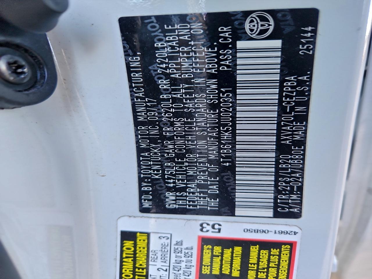 2018 TOYOTA CAMRY