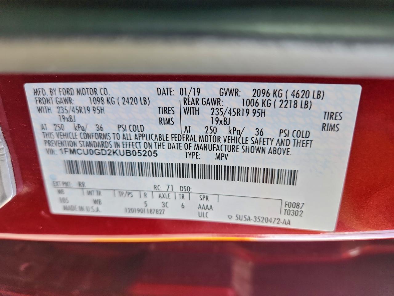 2019 FORD ESCAPE