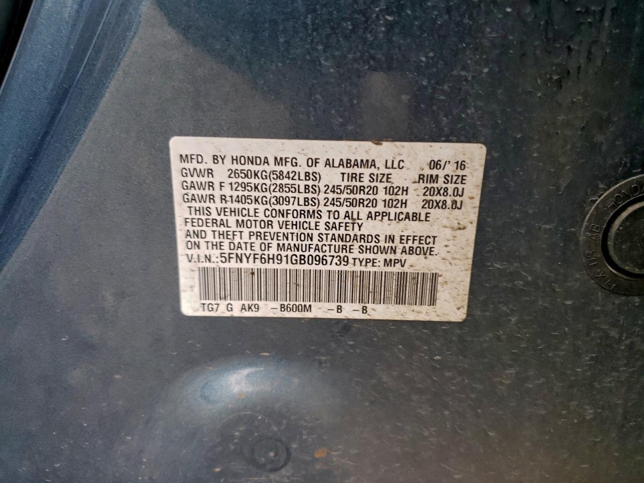 2016 HONDA PILOT