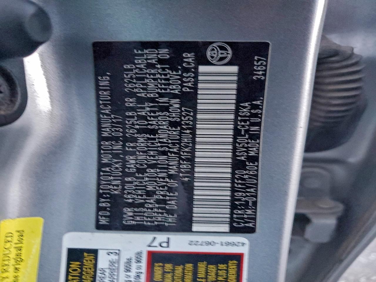 2017 TOYOTA CAMRY