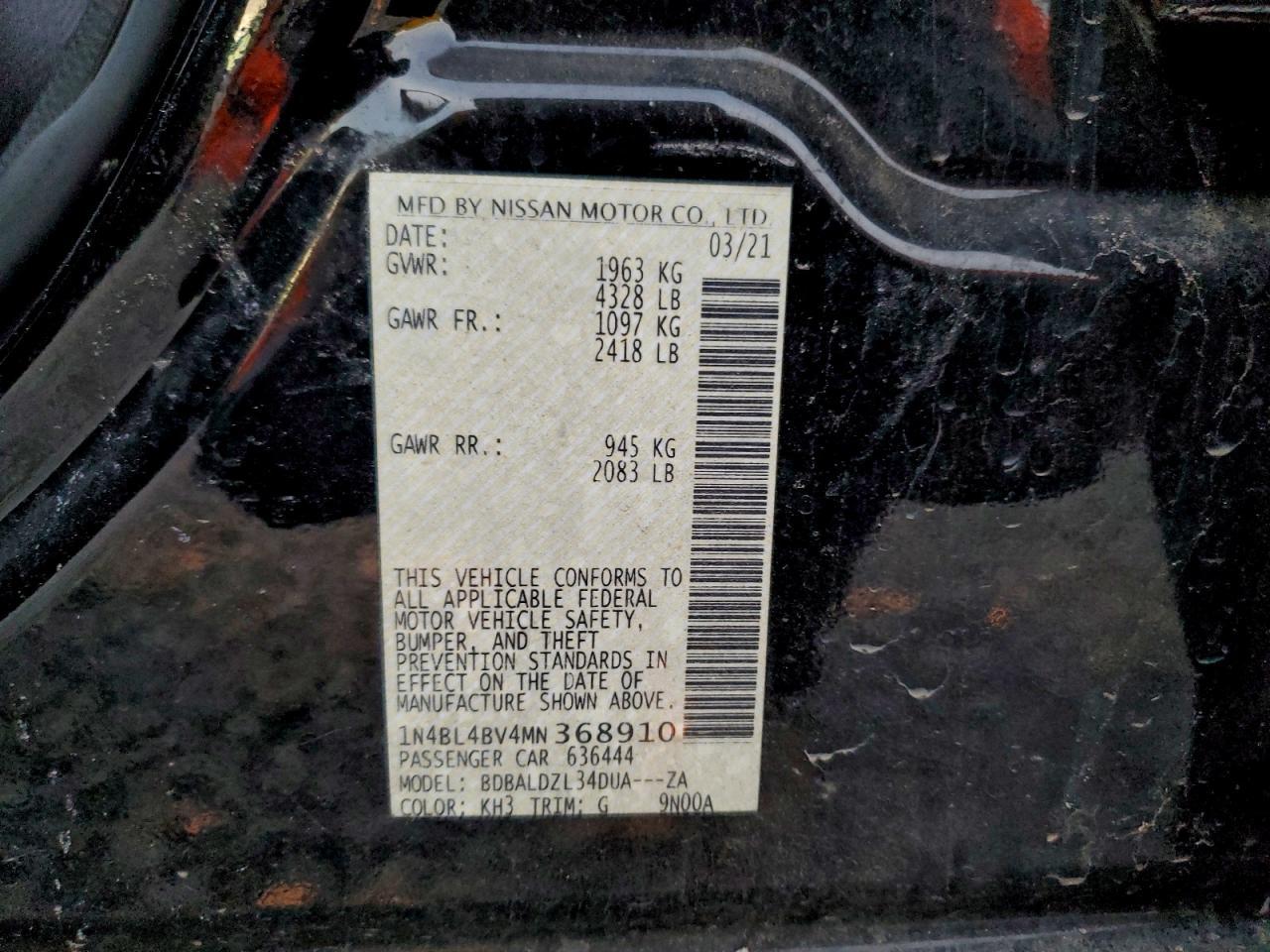 2021 NISSAN ALTIMA