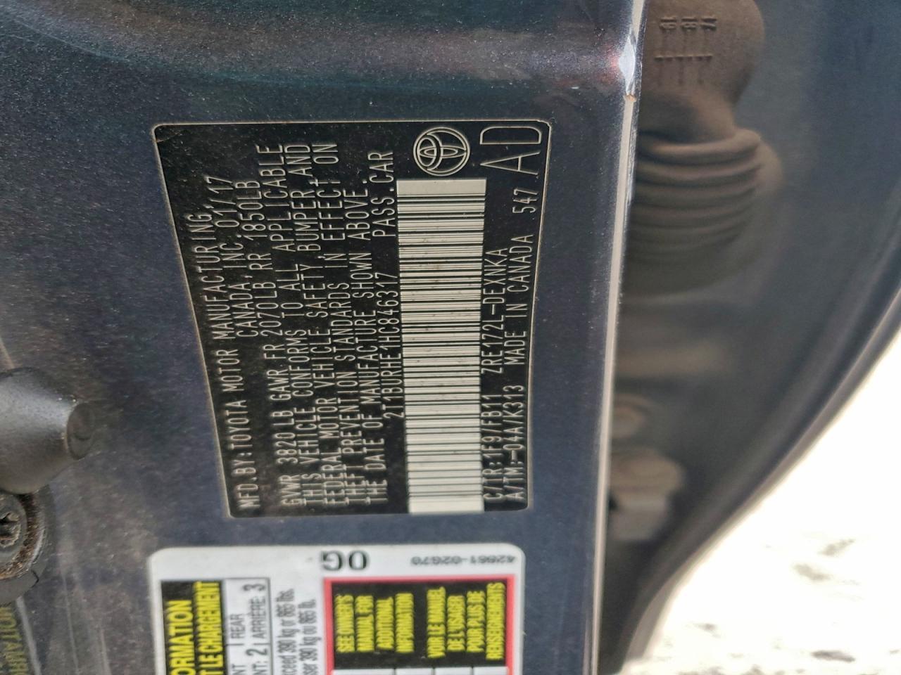 2017 TOYOTA COROLLA