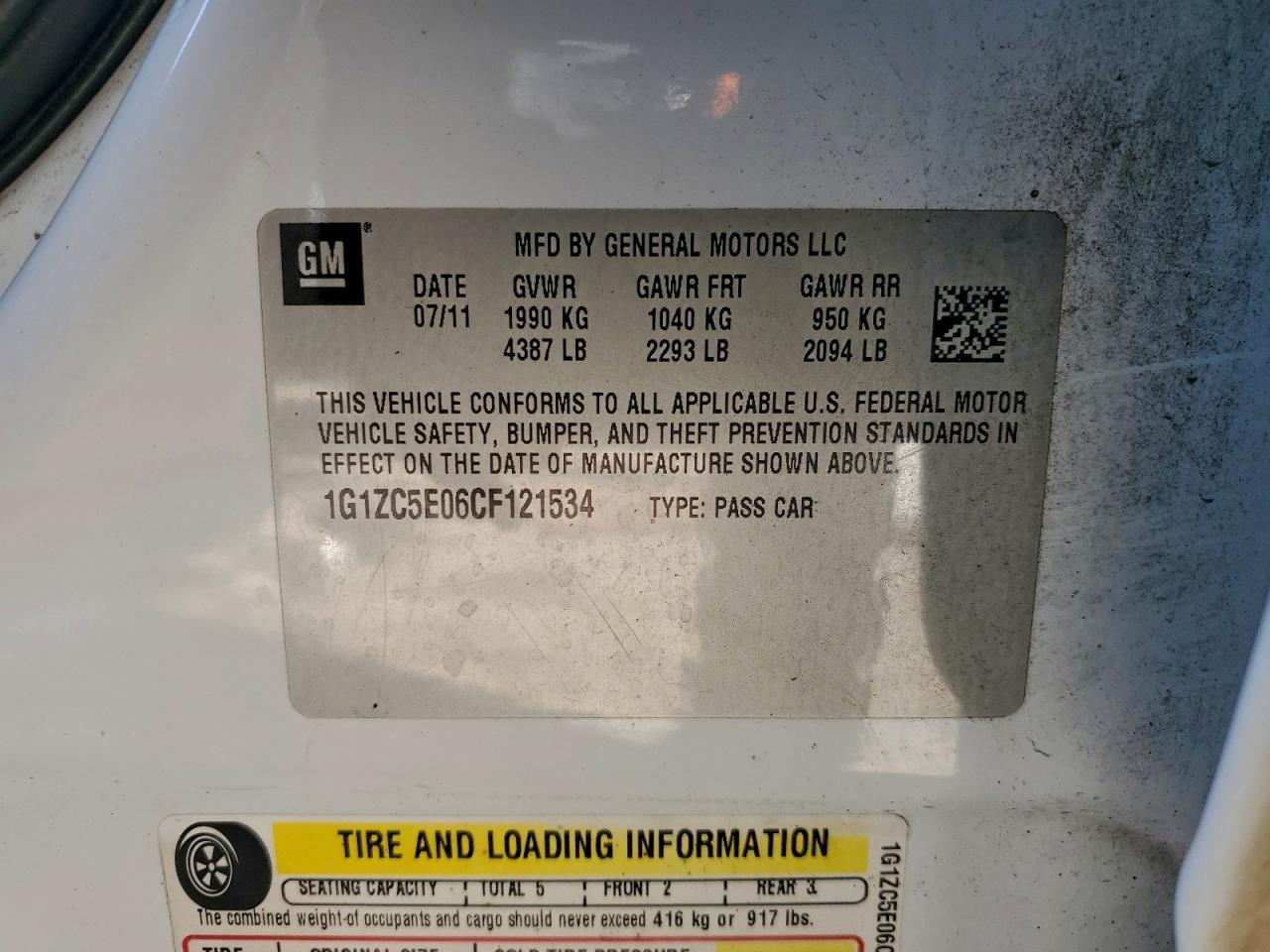 2012 CHEVROLET MALIBU